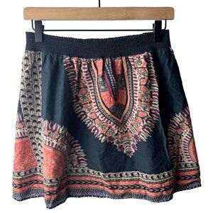 Kimchi Blue Black Printed Skirt Elastic Waist Lined Size Medium
